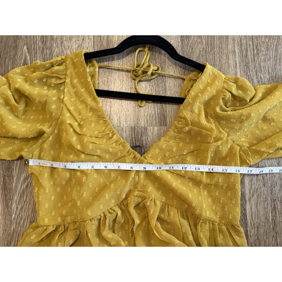 Anthropologie NWT Peplum Balloon Sleeve Blouse in Harvest Gold Medium - Picture 6 of 7
